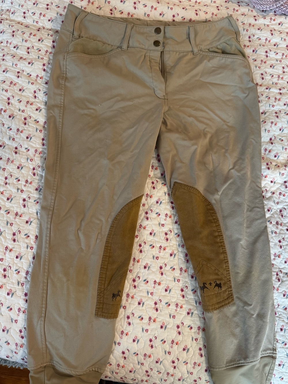 Women's Tan Riding Breeches with Knee Patches